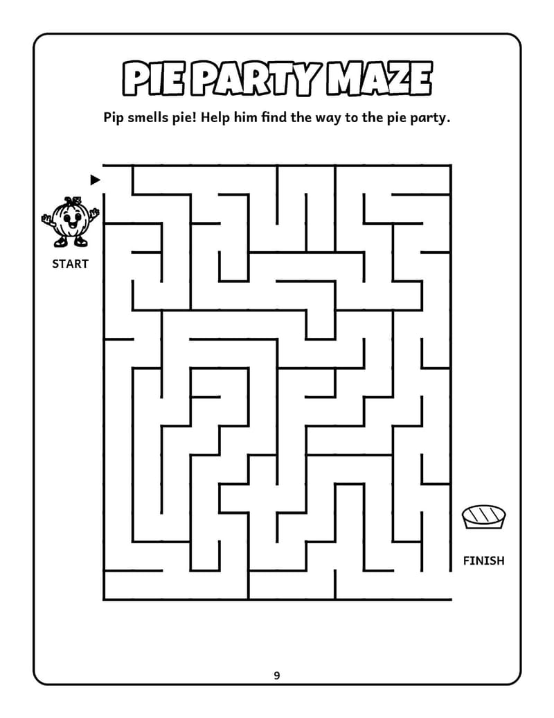 Sample activity page: the Pie Party Maze.